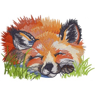 Fox sleeping in the grass embroidery design - Embroidery Design