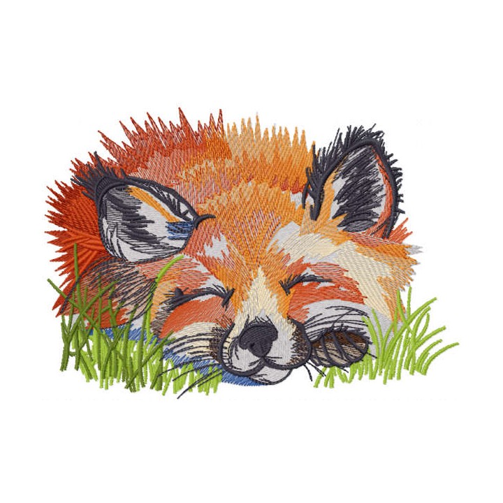 Fox sleeping in the grass embroidery design - Embroidery Design