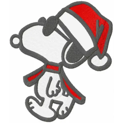 Walking Christmas Snoopy embroidery design featuring a festive Snoopy character in a joyful pose.