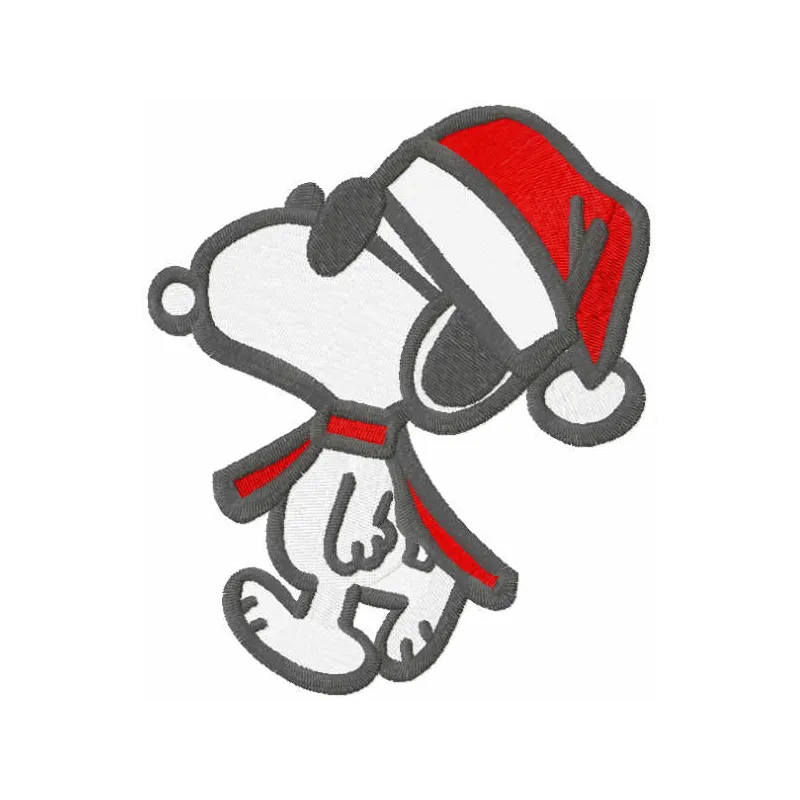 Walking Christmas Snoopy embroidery design featuring a festive Snoopy character in a joyful pose.