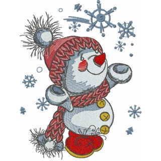Snowmen playing with snowflakes embroidery design - Embroidery Design