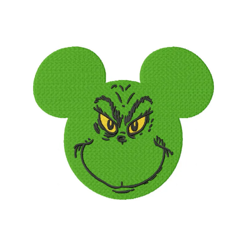 Grinchmouse embroidery design featuring a whimsical character from Dr. Seuss, perfect for festive stitching projects.