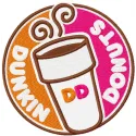 Dunkin Donuts round logo embroidery design, showcasing a colorful stitched motif for crafting and personalizing items.