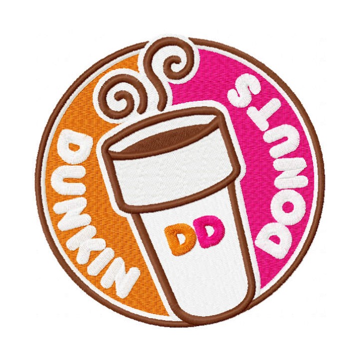 Dunkin Donuts round logo embroidery design - Embroidery Design