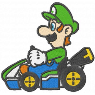 Luigi on the cart embroidery design - Embroidery Design