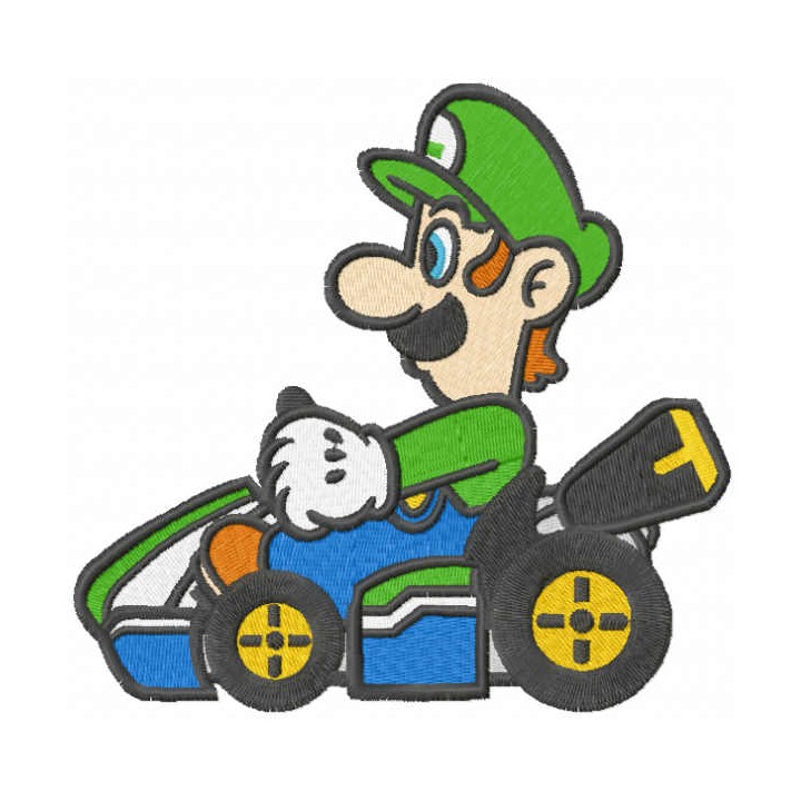 Luigi on the cart embroidery design - Embroidery Design