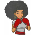 Preview of a woman boxer embroidery design showcasing a dynamic and inspiring stitched motif for athletic apparel.