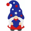 American gnome girl with heart embroidery design, featuring a whimsical character ideal for stitching on apparel or accessor…