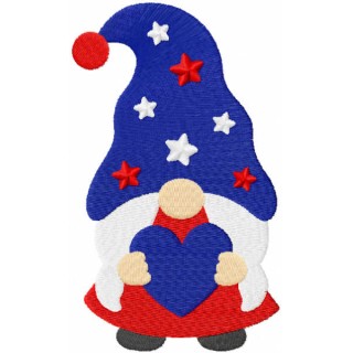 American gnome girl with heart embroidery design - Embroidery Design