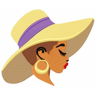 Woman in summer hat embroidery design - Embroidery Design
