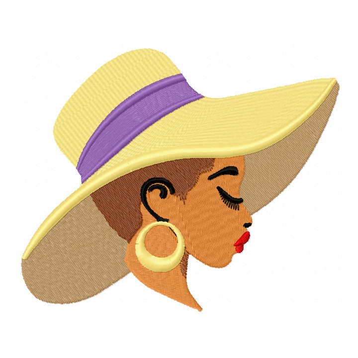 Woman in summer hat embroidery design - Embroidery Design
