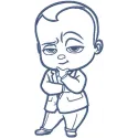Preview of a Boss Baby one colored embroidery design, showcasing a playful motif for stitching on children's apparel.