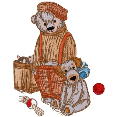 Preview of Old Friends Toys embroidery design featuring nostalgic toy motifs for creative stitching projects.