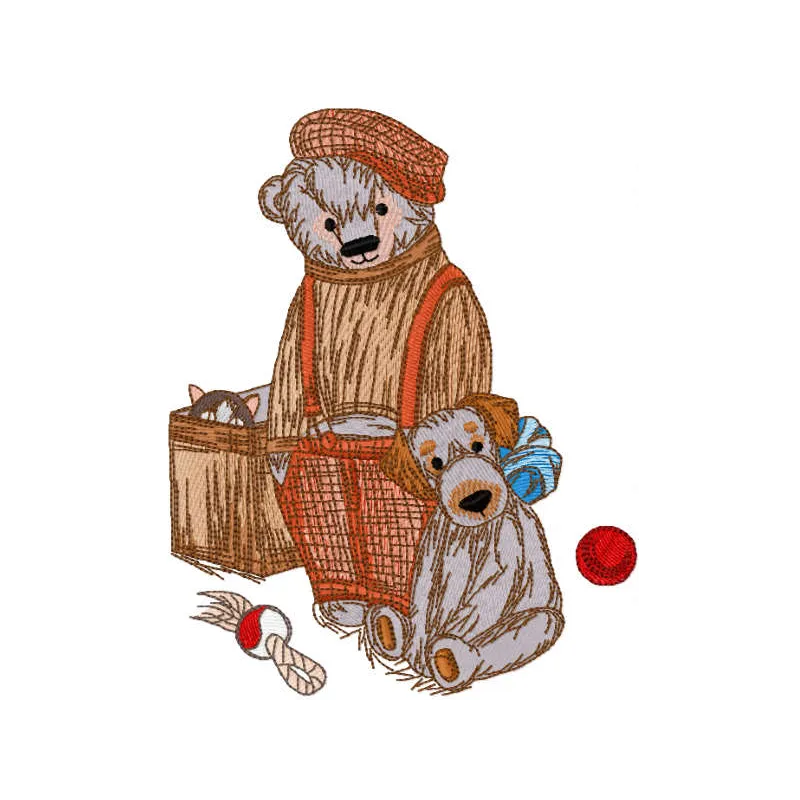 Preview of Old Friends Toys embroidery design featuring nostalgic toy motifs for creative stitching projects.