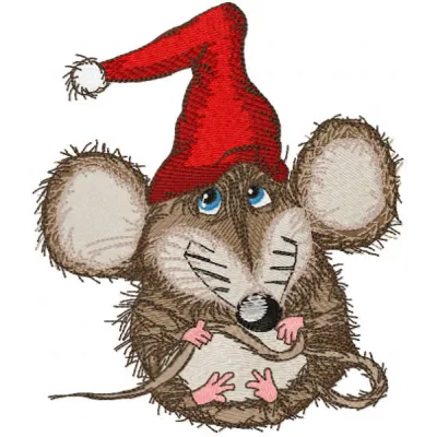 Preview of Santamouse embroidery design for Christmas, showcasing a festive stitched motif for holiday projects.