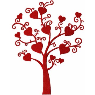 Loving heart tree embroidery design - Embroidery Design