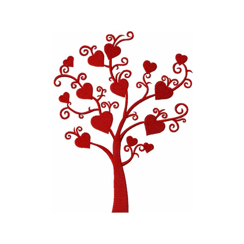 Loving heart tree embroidery design featuring intricate hearts, perfect for Valentine's Day projects.