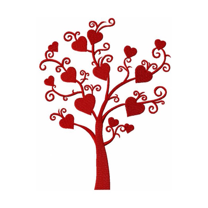 Loving heart tree embroidery design - Embroidery Design