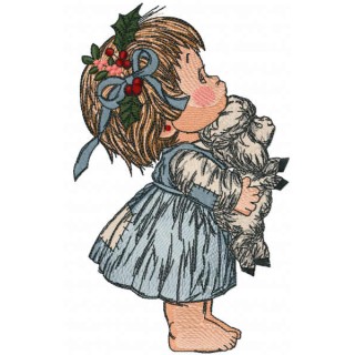 Girl waiting for Christmas embroidery design - Embroidery Design