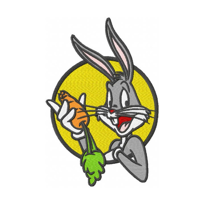 Bugs bunny with carrot embroidery design - Embroidery Design