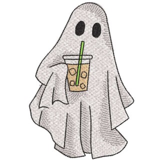 Ghost with coffee embroidery design - Embroidery Design