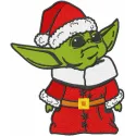 Christmas Yoda embroidery design featuring a festive character from Star Wars, perfect for holiday stitching projects.