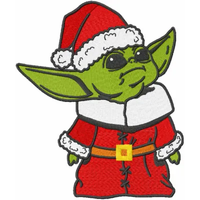 Christmas Yoda embroidery design featuring a festive character from Star Wars, perfect for holiday stitching projects.