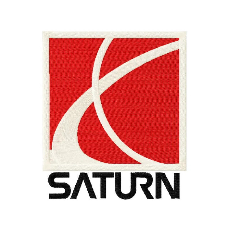 Saturn logo embroidery design for auto and moto enthusiasts, showcasing intricate stitching patterns for personalized projec…