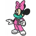 Minnie Mouse nurse embroidery design featuring a whimsical stitching pattern for creative projects.