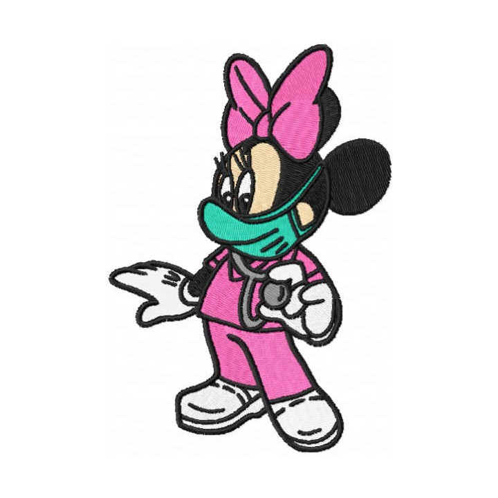 Minnie Mouse nurse embroidery design - Embroidery Design