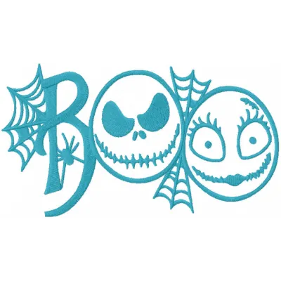 Boo Nightmare embroidery design featuring whimsical characters from The Nightmare Before Christmas collection.
