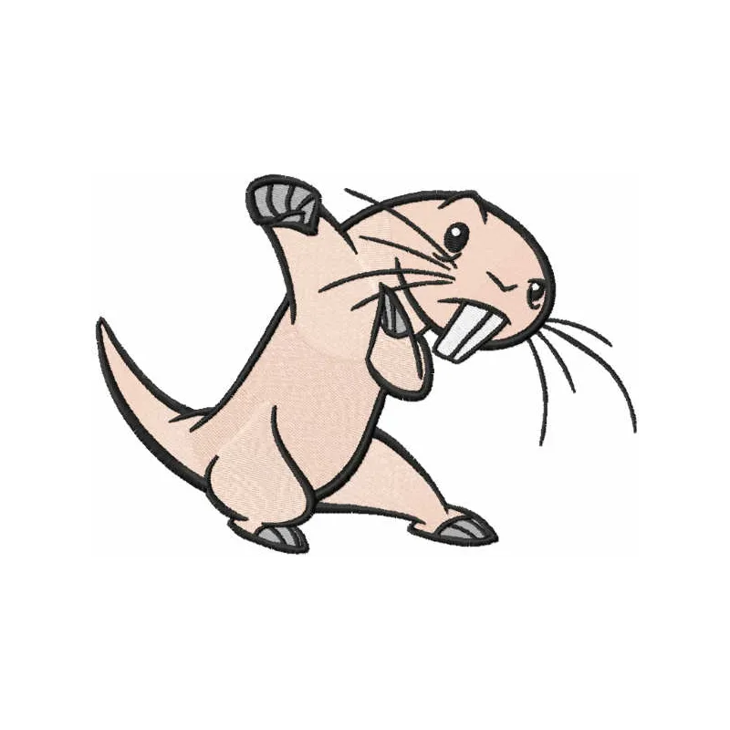 Preview of Rufus embroidery design from Kim Possible, showcasing the playful character for various stitching projects.