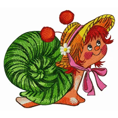 Stylish snail embroidery design showcasing intricate details, perfect for adding charm to various fabric items.