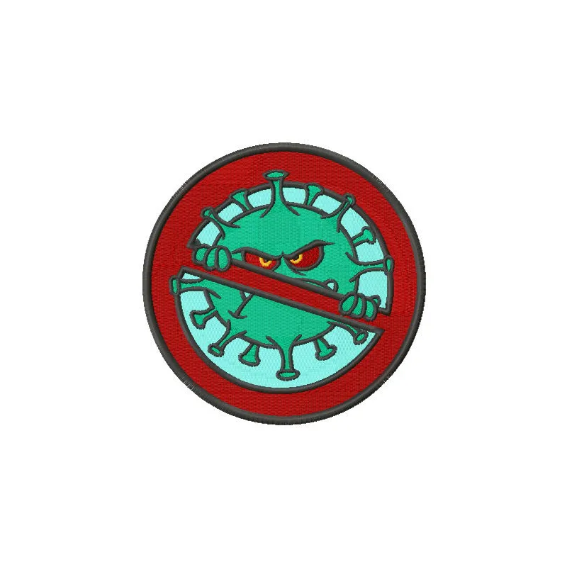 Embroidery design featuring a Coronavirus stop motif, perfect for creating awareness on t-shirts and tote bags.
