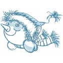 Light blue snowman embroidery design perfect for holiday projects on t-shirts, towels, and baby onesies.