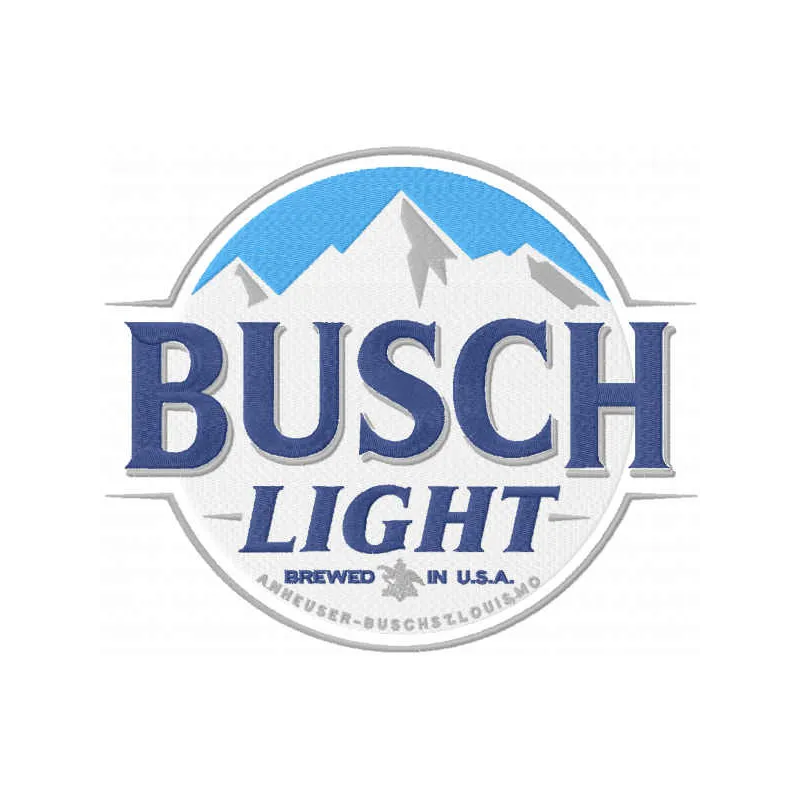 Busch Light logo embroidery design, showcasing intricate stitching patterns suitable for custom apparel and accessories.