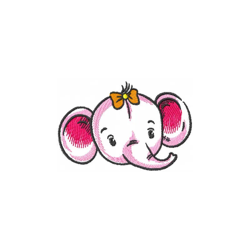 Preview of a baby elephant muzzle embroidery design, showcasing a charming animal motif for embroidery projects.