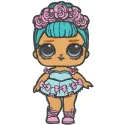 Lol Doll embroidery design featuring a fun and colorful character from the popular Lol Surprise series.