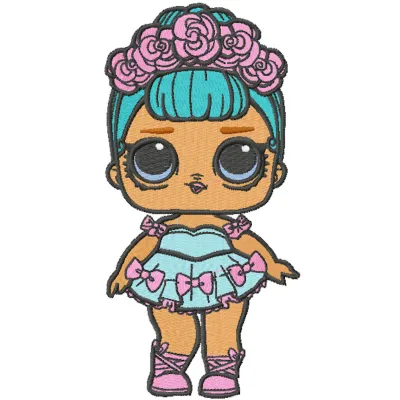 Lol Doll embroidery design featuring a fun and colorful character from the popular Lol Surprise series.