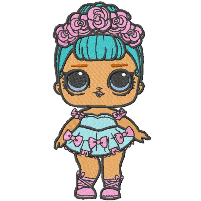 Lol Doll embroidery design featuring a fun and colorful character from the popular Lol Surprise series.