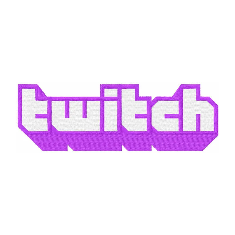Twitch logo embroidery design showcasing the iconic logo for creative stitching on apparel and accessories.