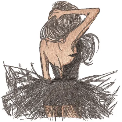 Preview of the Mysterious Dancer embroidery design, showcasing intricate stitching patterns of a ballet dancer.
