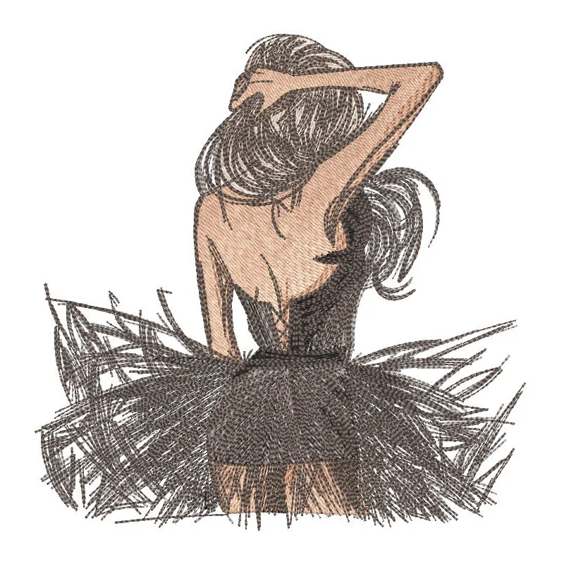 Preview of the Mysterious Dancer embroidery design, showcasing intricate stitching patterns of a ballet dancer.