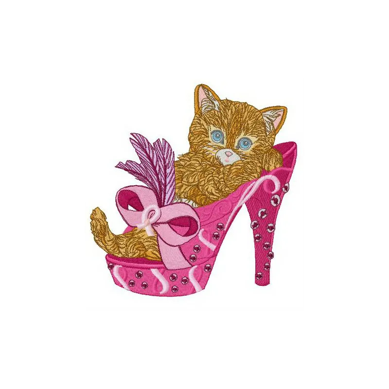 Preview of Glamorous Rest embroidery design featuring a serene cat motif, perfect for stitching on t-shirts or pillows.