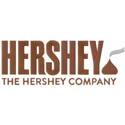 Hershey logo embroidery design preview showcasing the intricate stitching pattern for craft projects.