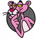 Preview of Pink Panther thinking embroidery design featuring a whimsical character in a thoughtful pose.
