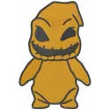 Embroidery design of Baby Oogie from The Nightmare Before Christmas, showcasing intricate stitching details.