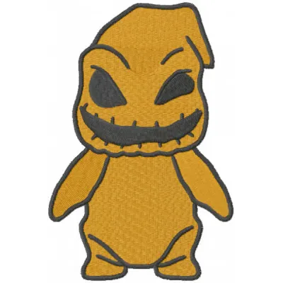 Embroidery design of Baby Oogie from The Nightmare Before Christmas, showcasing intricate stitching details.
