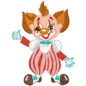 Funny clown embroidery design showcasing a vibrant and playful stitched motif for creative projects.