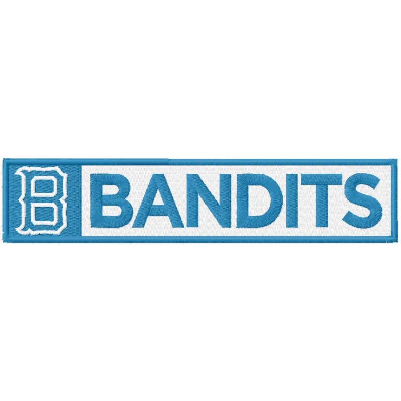 Bandits baseball logo embroidery design preview showcasing intricate stitching patterns for sports apparel.